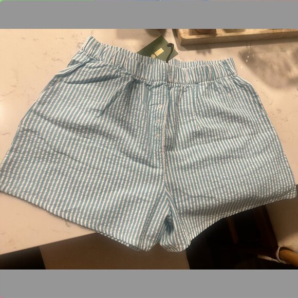 daily drills teal seersucker shorts M/L